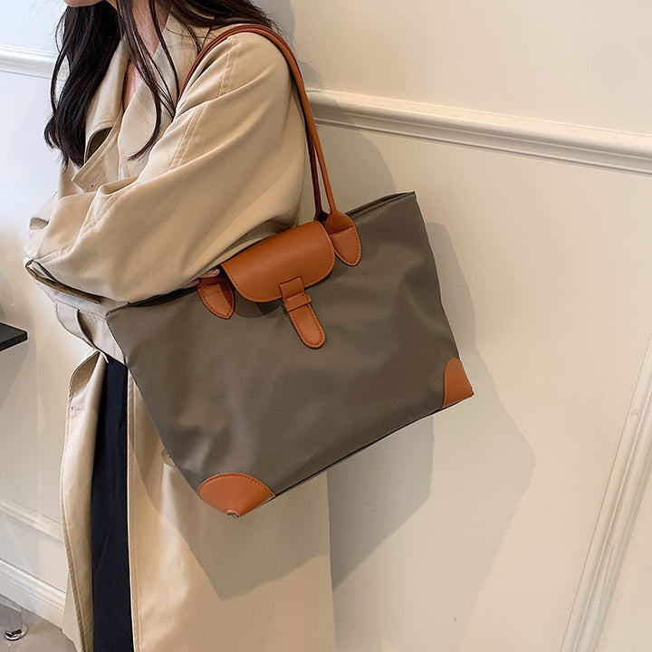 2025 Solid color shoulder large bag