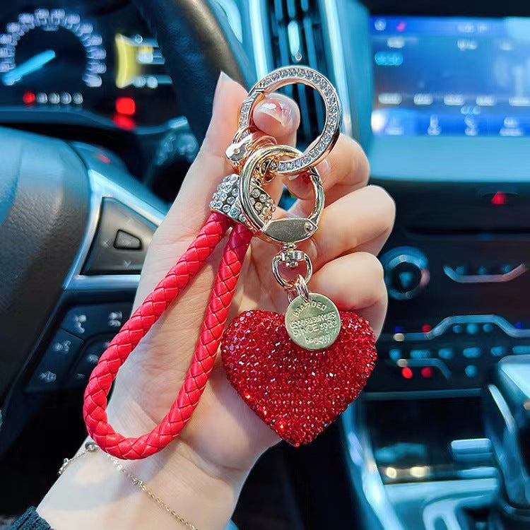 Diamond love heart keychain