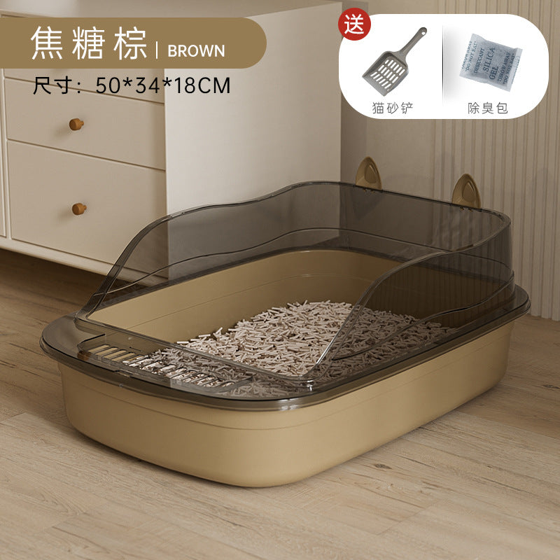 Oversized Semi-Enclosed Cat Litter Box