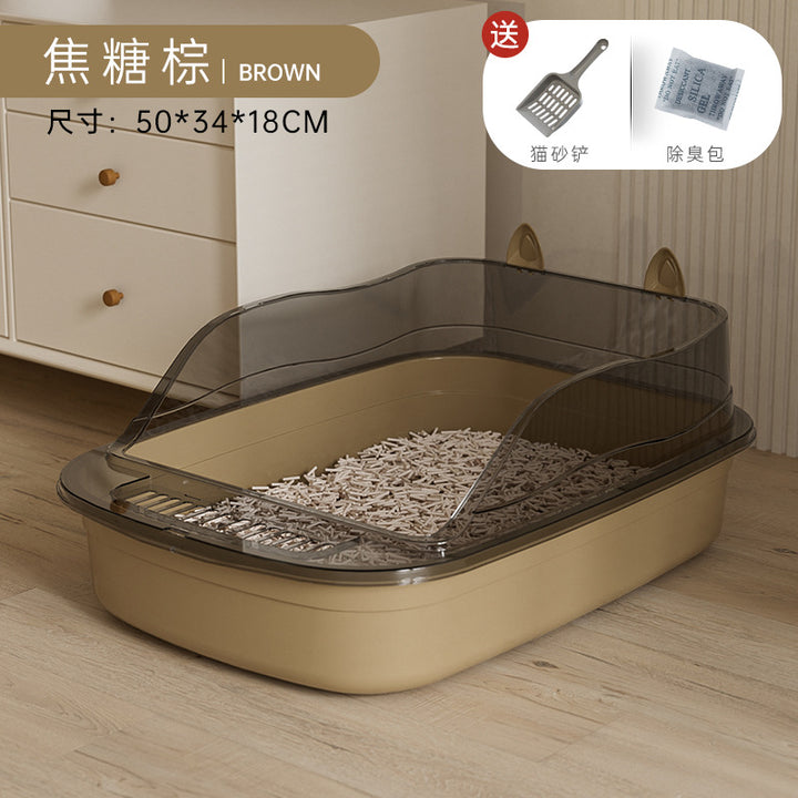 Oversized Semi-Enclosed Cat Litter Box