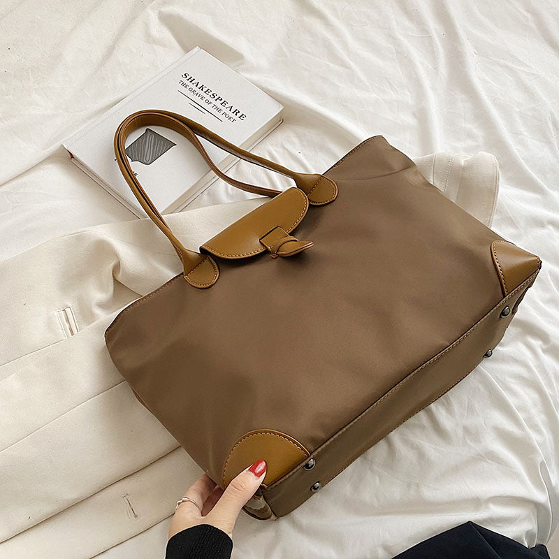 2025 Solid color shoulder large bag