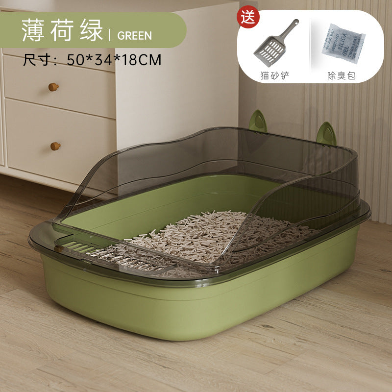 Oversized Semi-Enclosed Cat Litter Box