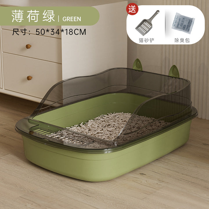 Oversized Semi-Enclosed Cat Litter Box