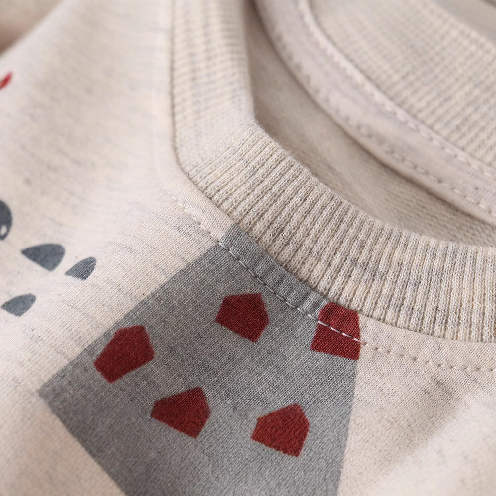 knitted terry cotton long sleeve cartoon sweatshirt