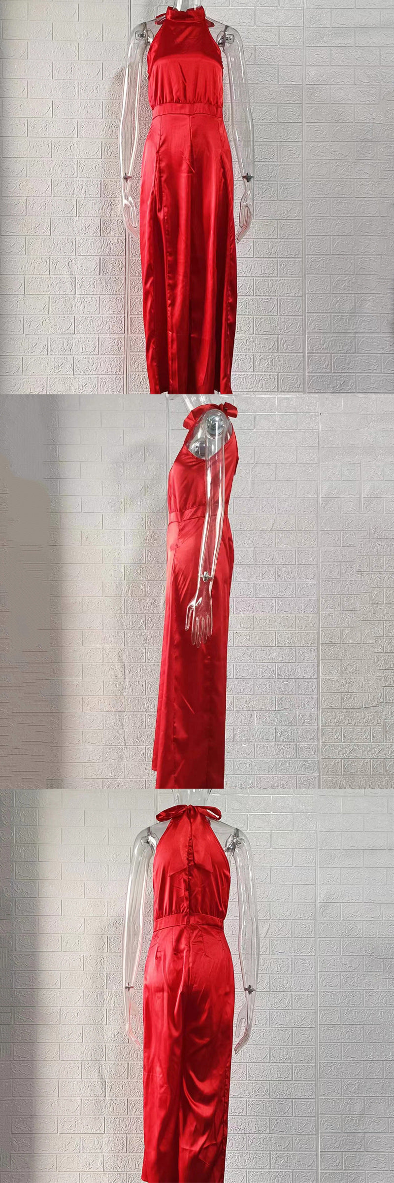 2025 Off-shoulder high waist jumpsuit wide-leg trousers