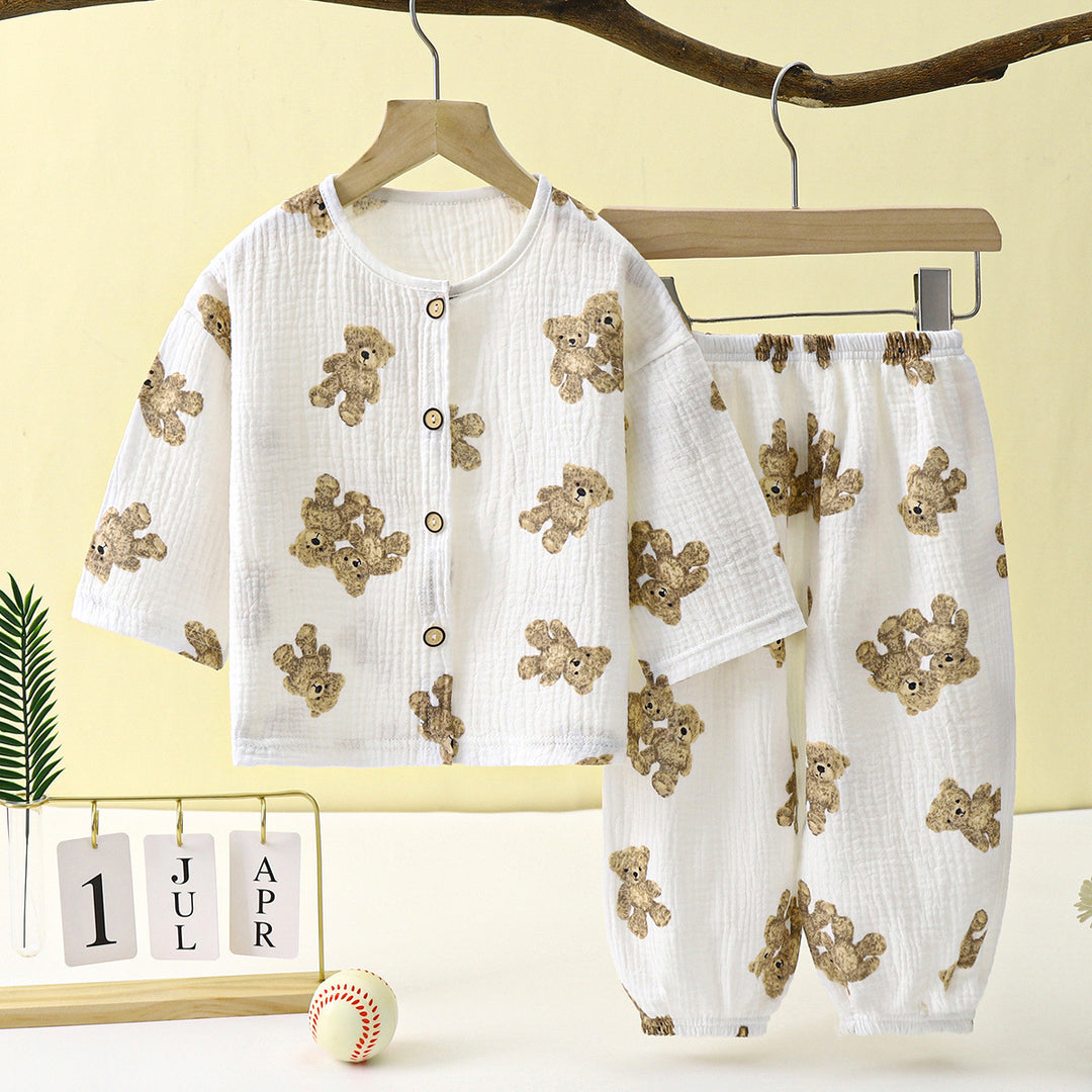 Children's thin long-sleeved bloomers suit
