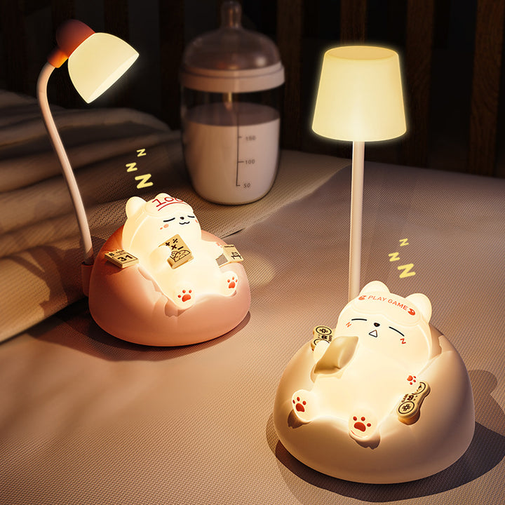 Soft and cute sleeping cat patting night light