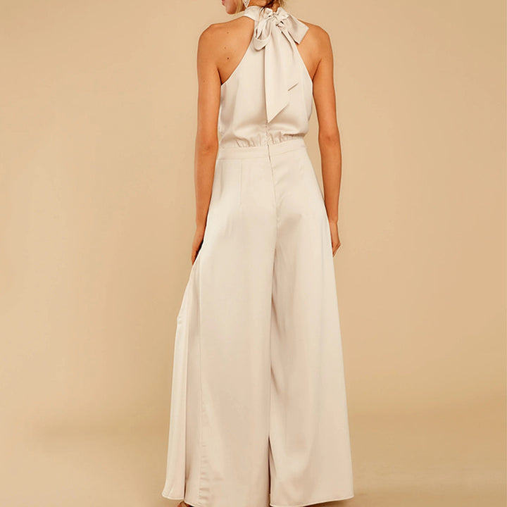 2025 Off-shoulder high waist jumpsuit wide-leg trousers
