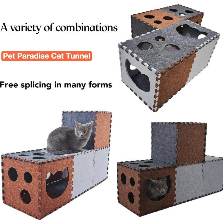 Felt cat tunnel toy house sets