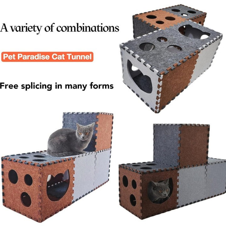 Felt cat tunnel toy house sets