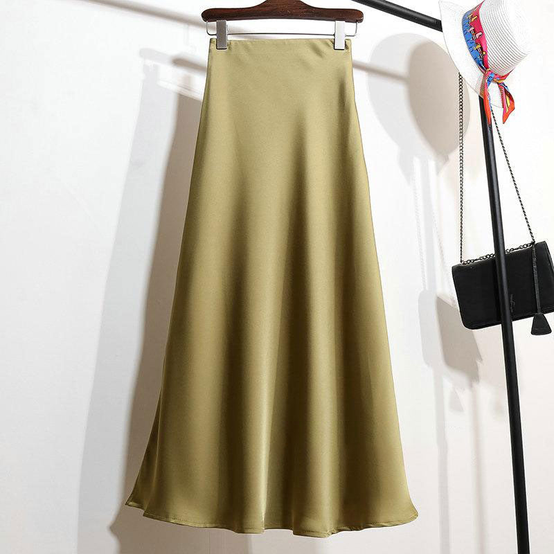 High waist slim mid-length skirt