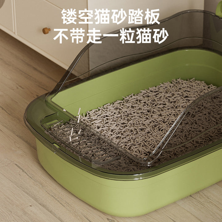 Oversized Semi-Enclosed Cat Litter Box