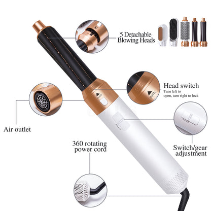 Five-in-one comb electric hair dryer