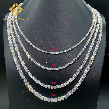 Moissanite D color 2/3/4/5mm 925 Silver Necklace