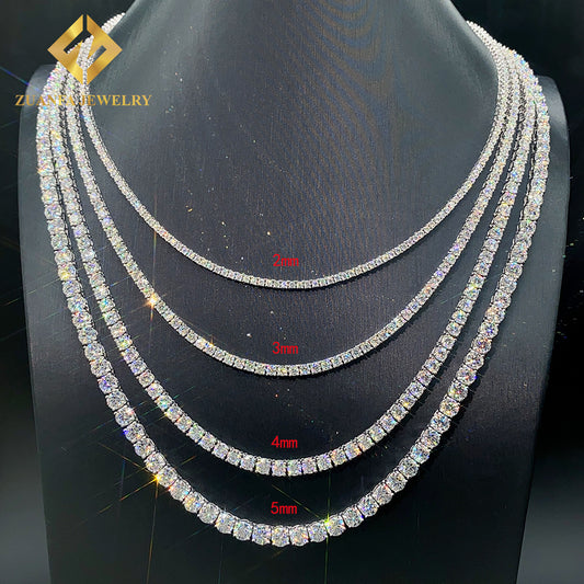Moissanite D color 2/3/4/5mm 925 Silver Necklace