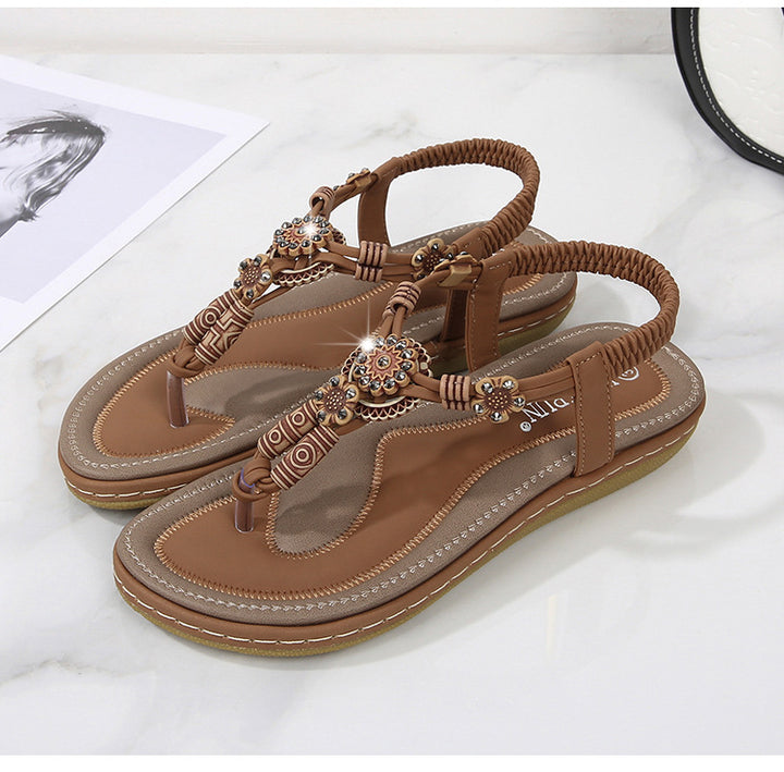 Bohemian wooden beads flat casual shoes