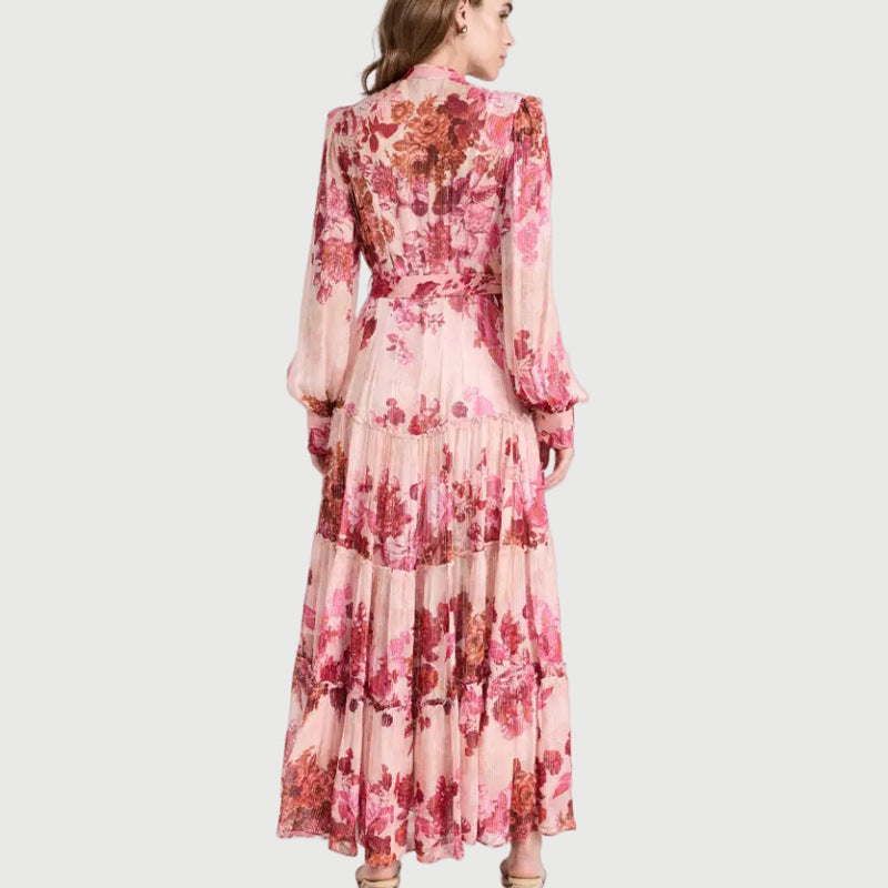 Single-breasted lace-up dress