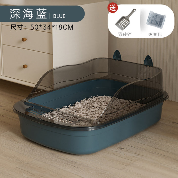 Oversized Semi-Enclosed Cat Litter Box