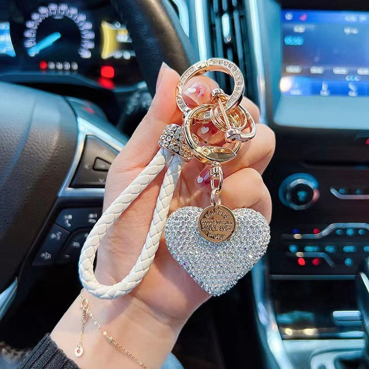 Diamond love heart keychain