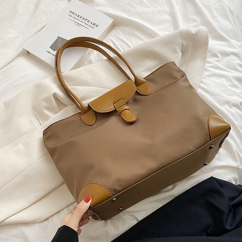 2025 Solid color shoulder large bag