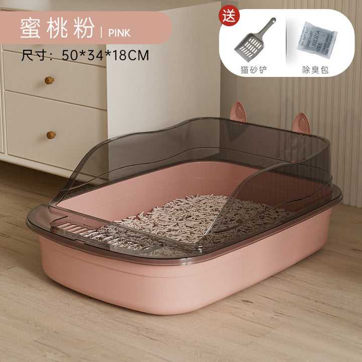 Oversized Semi-Enclosed Cat Litter Box