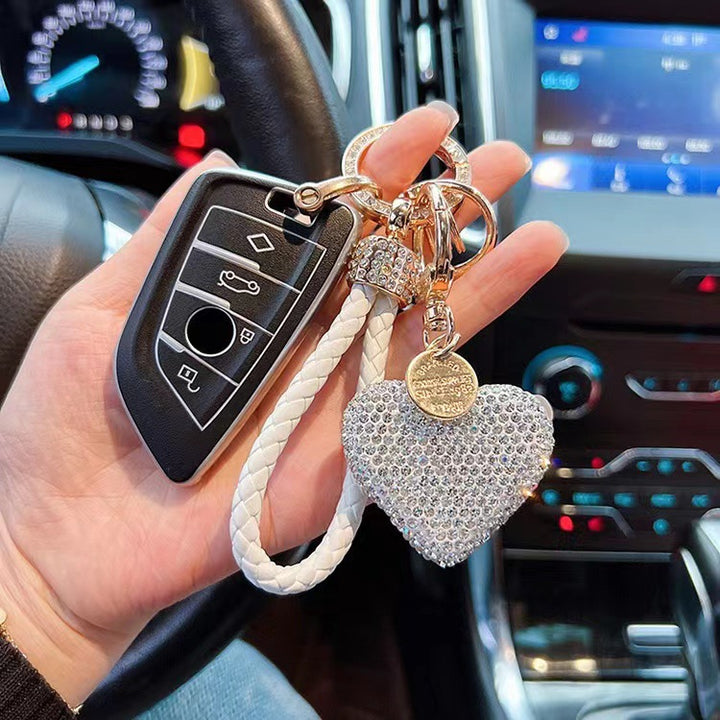 Diamond love heart keychain