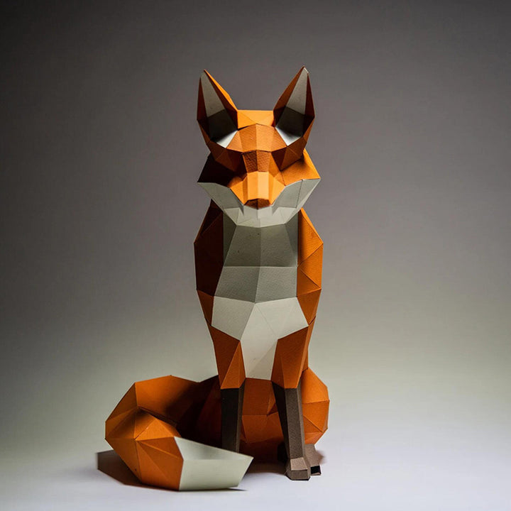 Sitting Fox Paper Model Home Living Room Three-dimensional Decoration