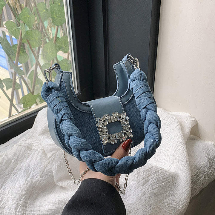 Diamond square buckle crescent niche bag