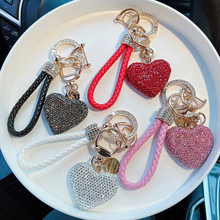 Diamond love heart keychain