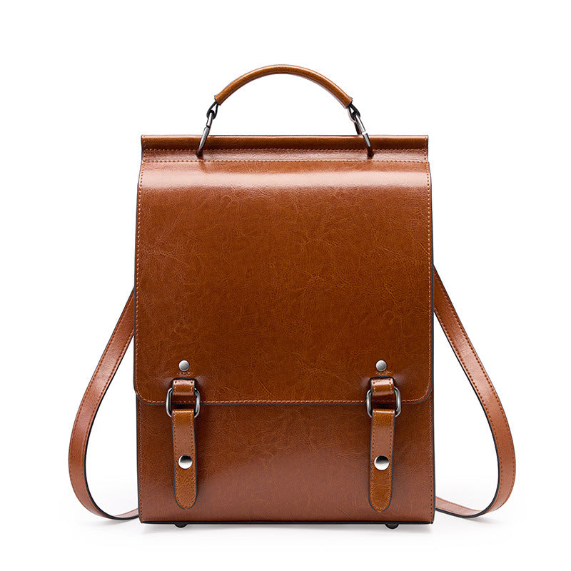 2025 leather backpack for women (British college style)