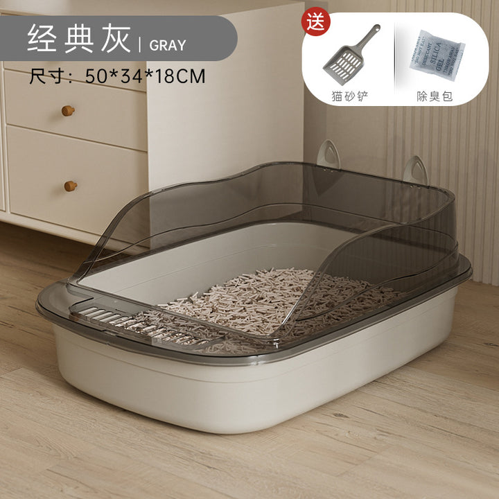Oversized Semi-Enclosed Cat Litter Box