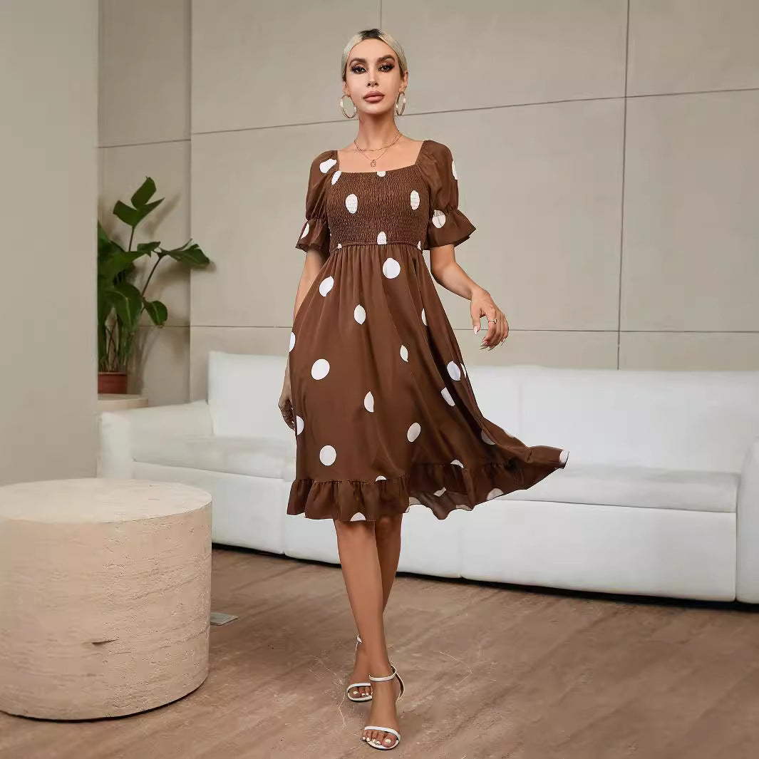 Fashion short-sleeved ruffle dress