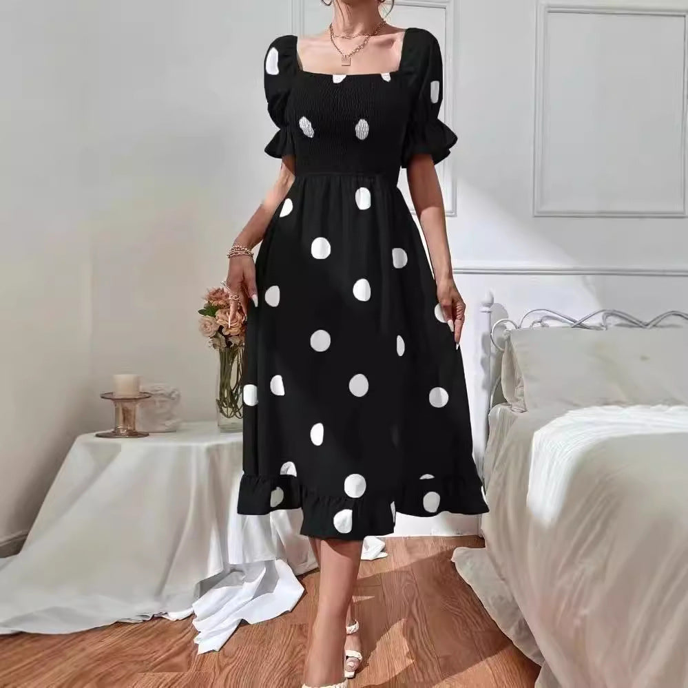 Fashion short-sleeved ruffle dress