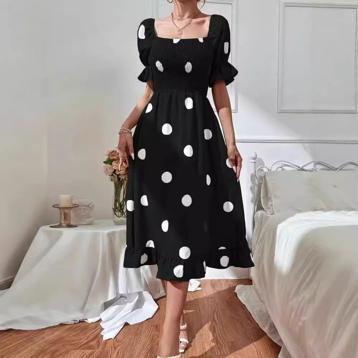 Fashion short-sleeved ruffle dress