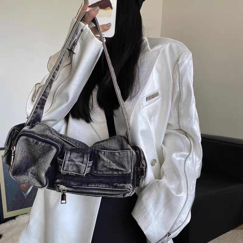 2025 new niche motorcycle style shoulder bag