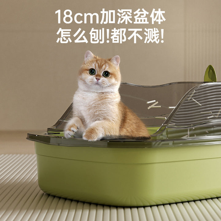 Oversized Semi-Enclosed Cat Litter Box