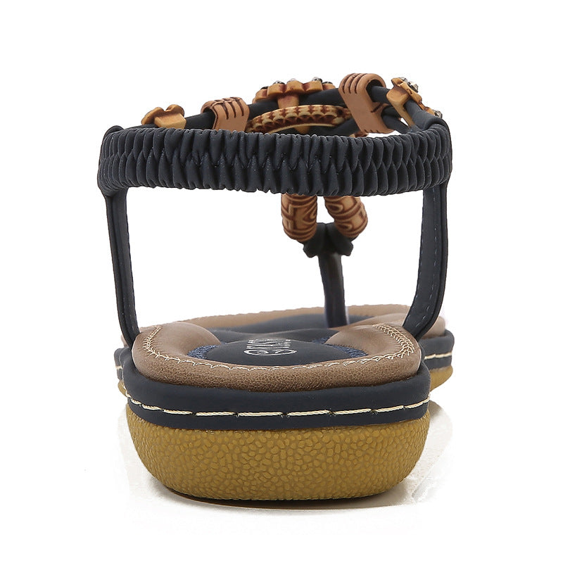 Bohemian wooden beads flat casual shoes