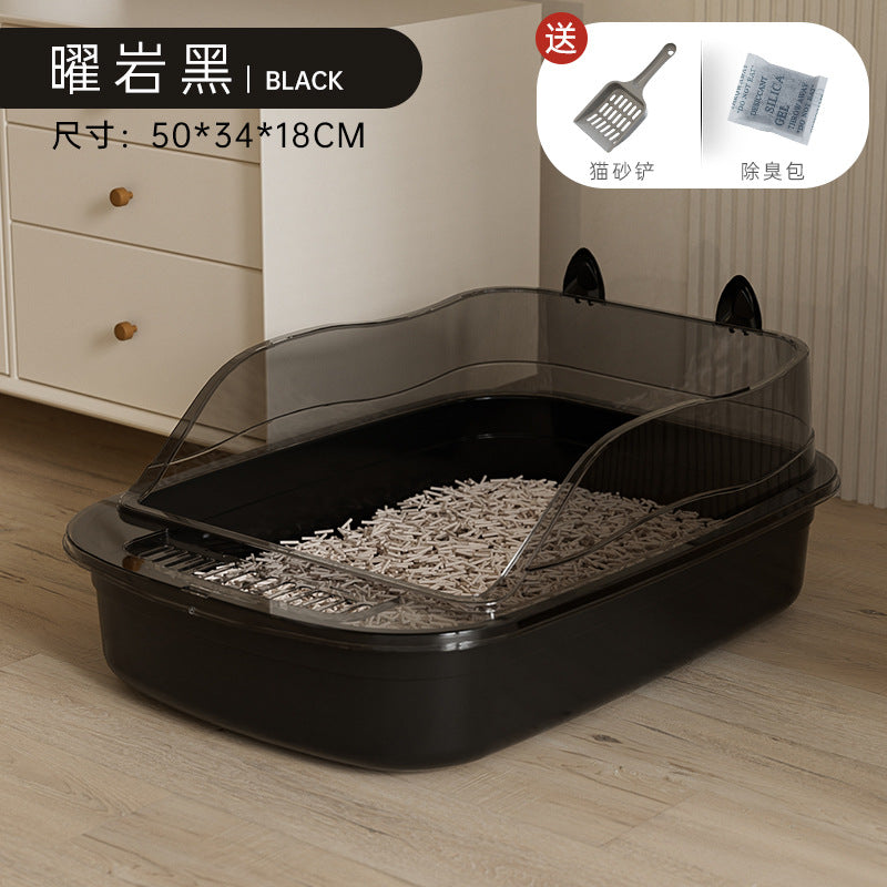Oversized Semi-Enclosed Cat Litter Box