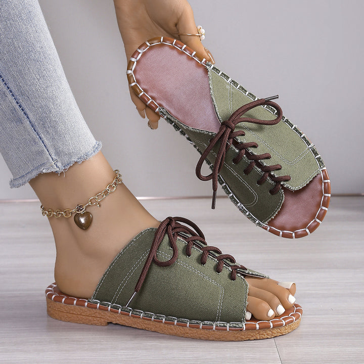 2025 summer new lace-up fish mouth slippers