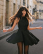 2025 Halter neck strap bow backless sexy waist mini dress