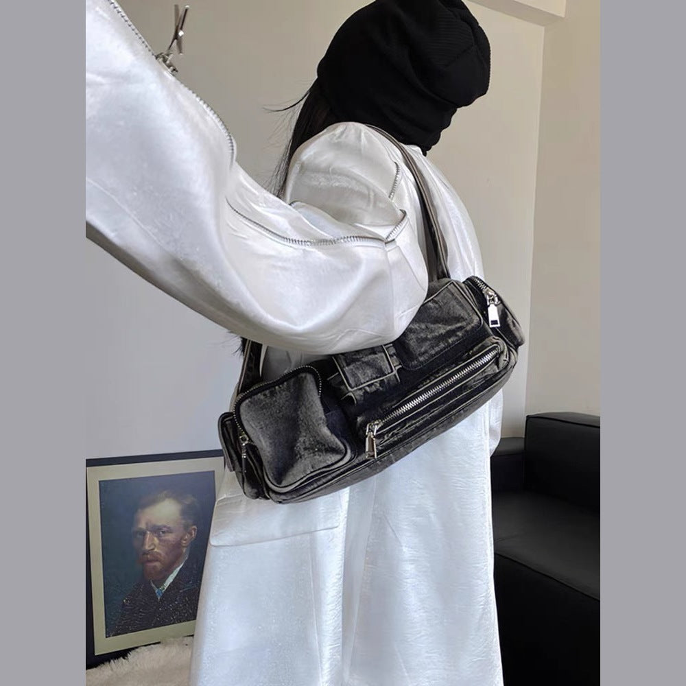 2025 new niche motorcycle style shoulder bag