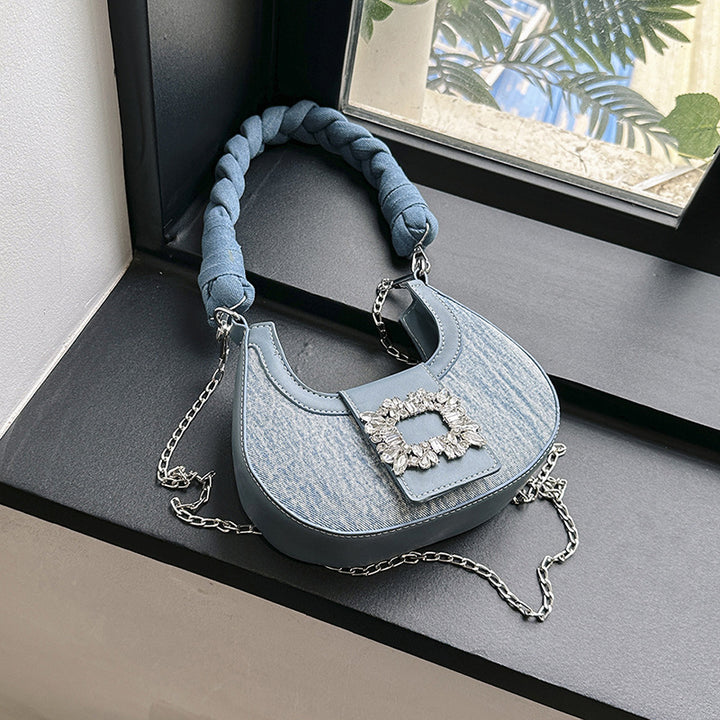 Diamond square buckle crescent niche bag