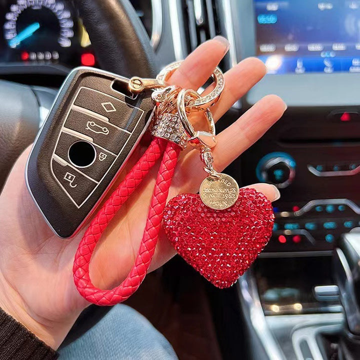 Diamond love heart keychain