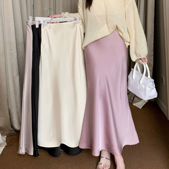 High waist slim mid-length skirt
