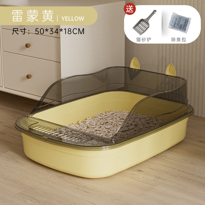 Oversized Semi-Enclosed Cat Litter Box