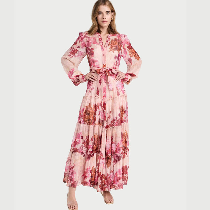 Single-breasted lace-up dress