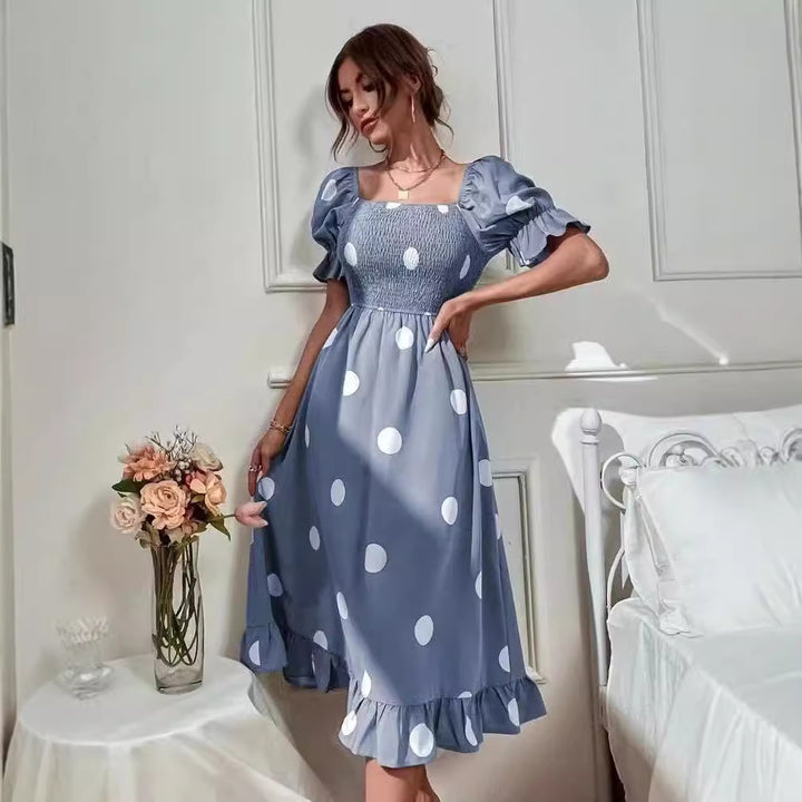 Fashion short-sleeved ruffle dress