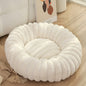 High Weight Straight Striped Plush Pet Long Hair Round Bed