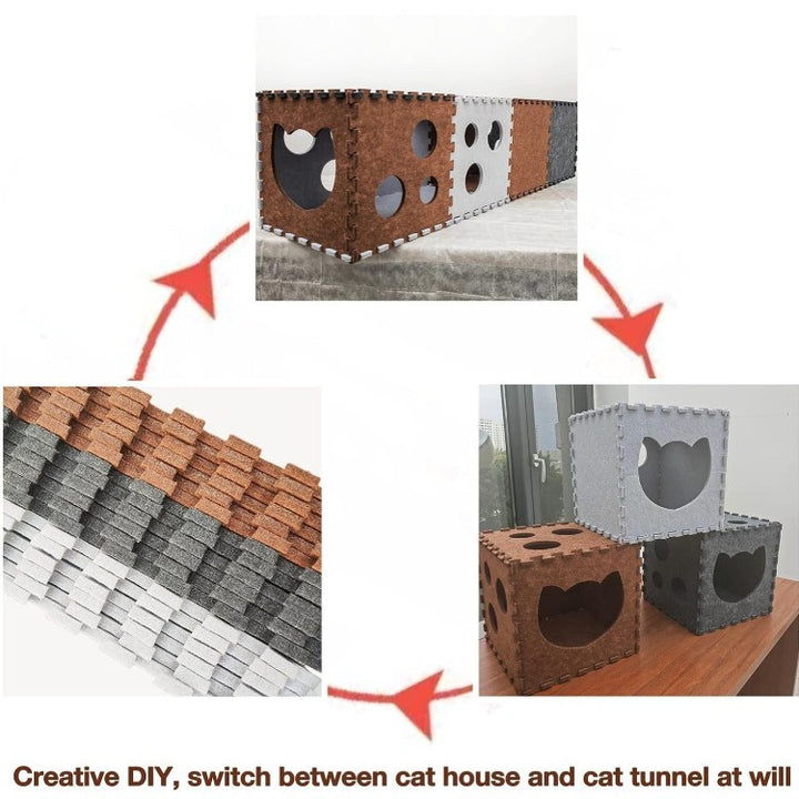 Felt cat tunnel toy house sets