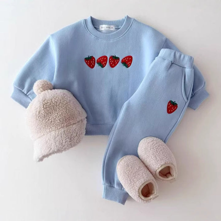 2025 Baby strawberry embroidered two-piece suits